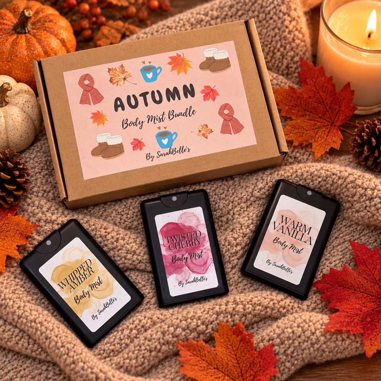 SarahBelle's Autumn Mini Body Mist Bundle - Pocket Size 20ml - Bundle of 3