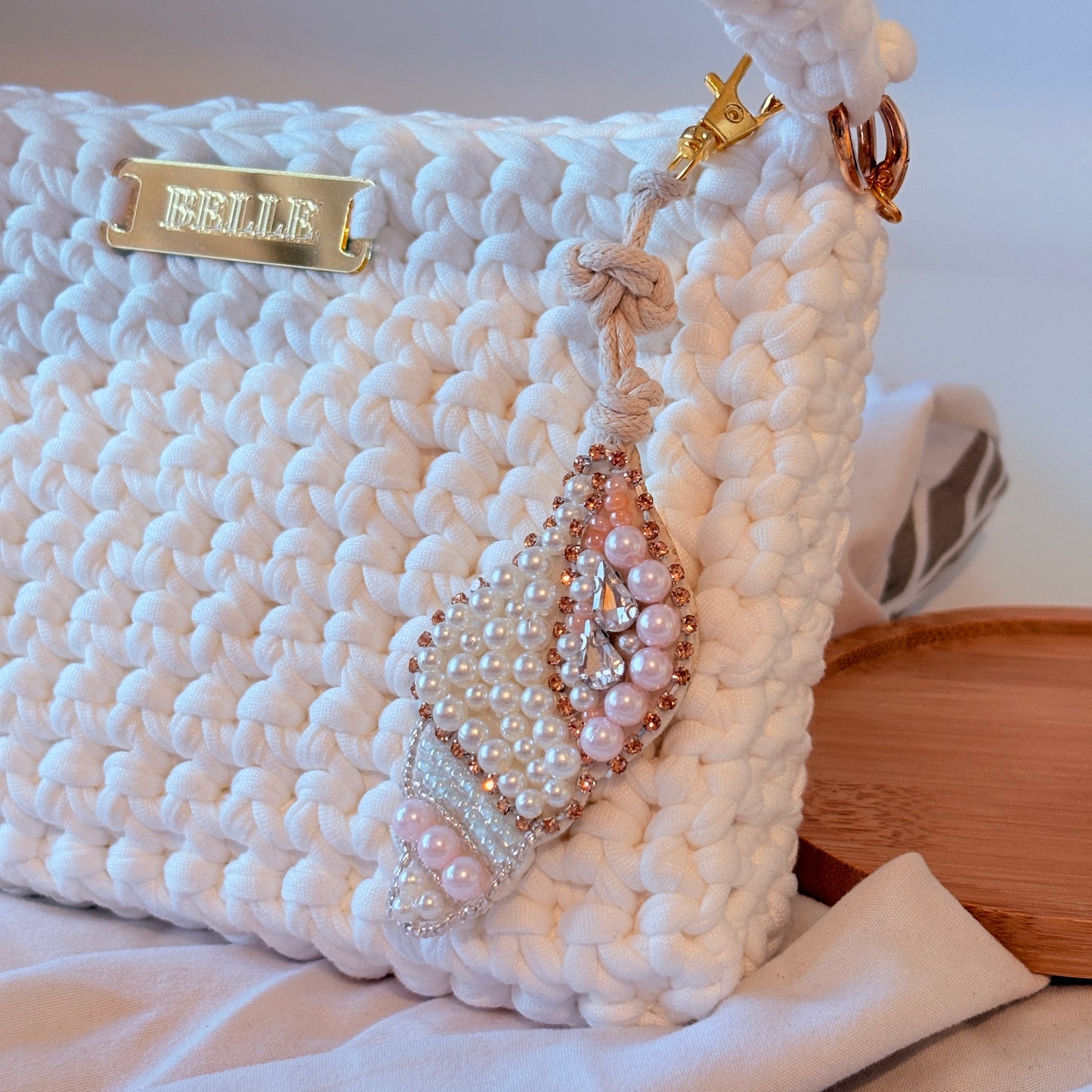 BELLE | Beaded Bag Charm Keychain