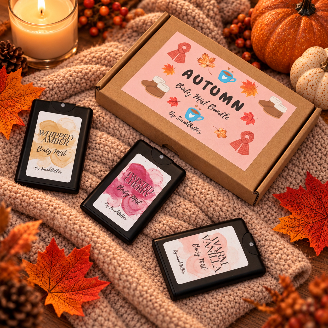 SarahBelle's Autumn Mini Body Mist Bundle - Pocket Size 20ml - Bundle of 3