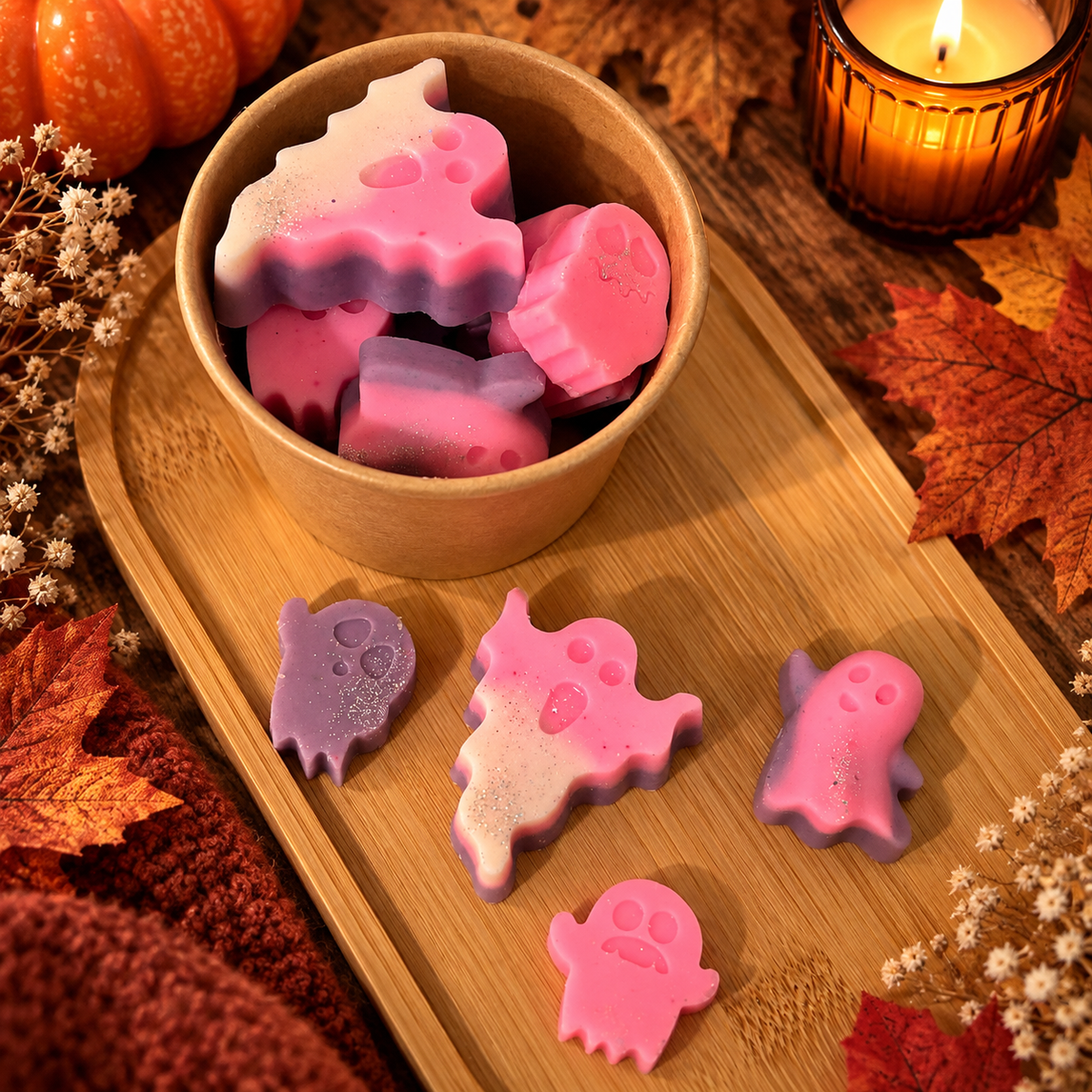 Autumn Themed Tub of Wax Melts - Shaped Soy Wax Melts - 50g
