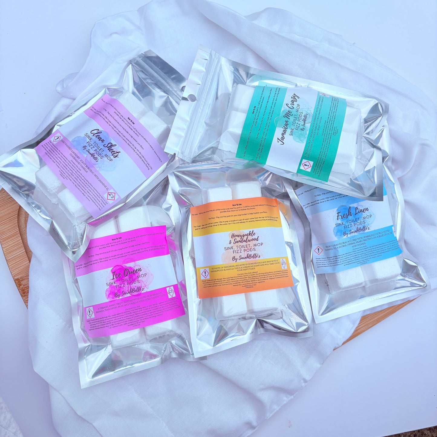 Sink, Mop, Toilet Fizz Pods - Pack of 8 cubes